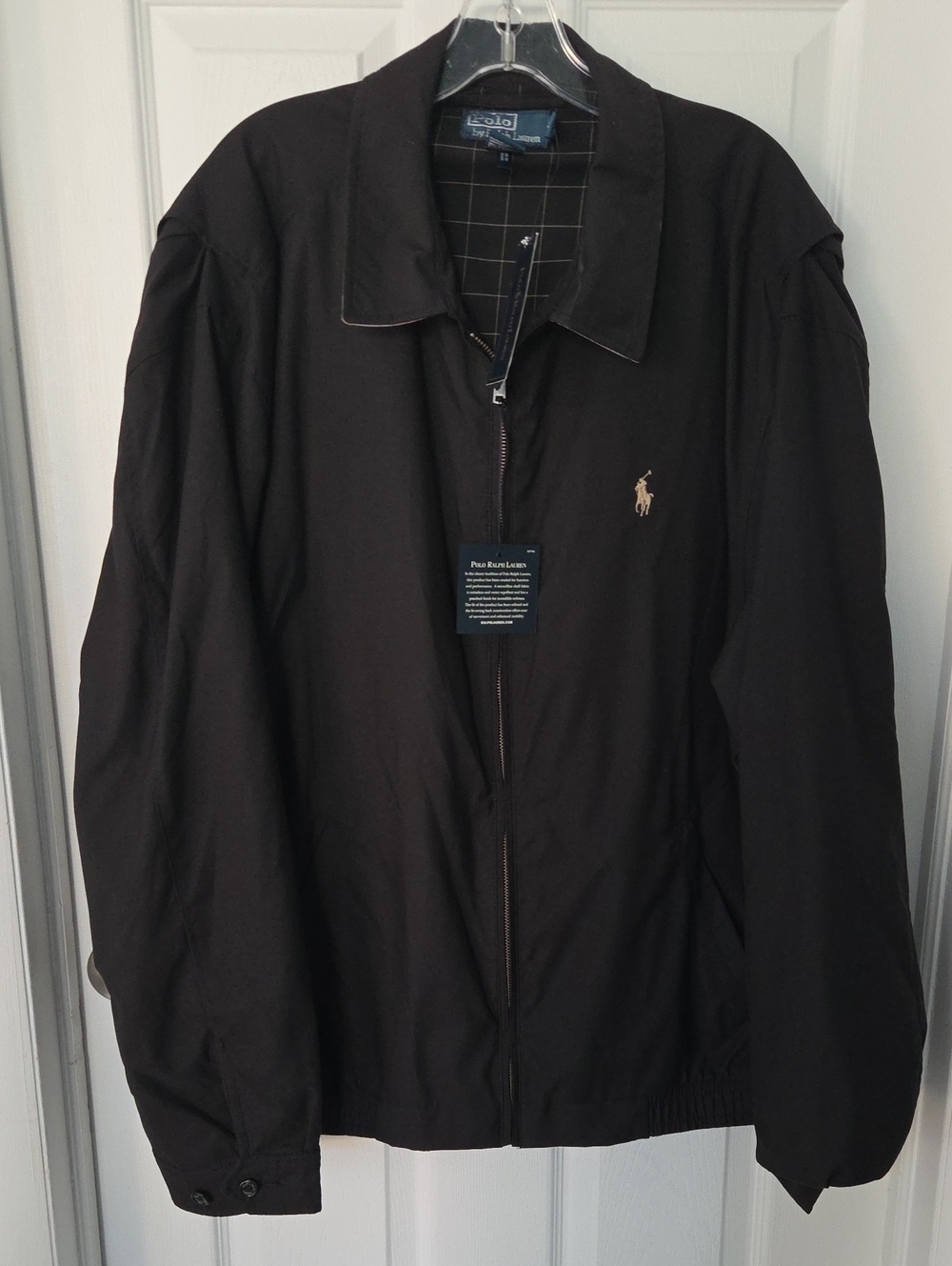 Vintage 90s Polo Ralph Lauren Harrington Jacket NWT Black Plaid Lined 2XL